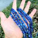 Natural Kyanite Blue Crystals Gemstone Oval Tumbled Pebble Beads, Irregular, 7mm to 10mm, Hole ID 1mm, 15 Inch/1 Strand, GZ12-38