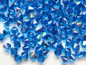 50pcs Preciosa Faceted Bicone Crystal Beads, Cabri Blue AB, 6mm, Hole ID 1mm, Pre-B664