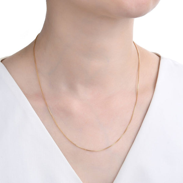 1pc 1/20 14K Gold Filled Sturdy Box Link Chain Necklace, 0.8mm Width/Thin Small, 18 Inch, Non Tarnish, KC21-18