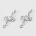 4pcs 925 Sterling Silver Fancy Earring Jewelry Connectors, Cubic Zirconia CZ, Tarnish Resistant Rhodium Plated,19x9mm, SS37