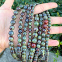 Natural Dragon Blood Jasper Gemstone Round Beads, 1 Strand/15 Inch, Size Selections: 4mm/6mm/8mm/10mm