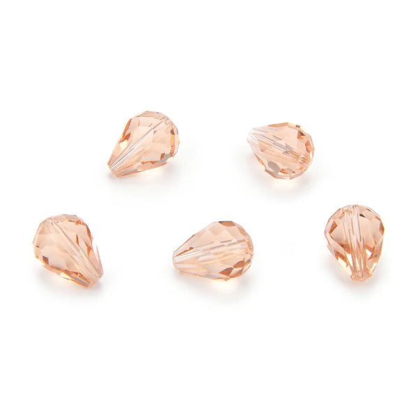 24pcs Adabele Austrian Faceted Teardrop Crystal Beads #5500, Light Peach Pink, 10mm x 8mm, Hole ID 1.1mm, SST-1018
