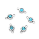 10pcs Grade A December Blue Zircon Birthstone Links, Stainless Steel, Tarnish Resistant, 6mm, CCP34-12