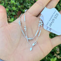 1pc 925 Sterling Silver Tube and Bead Station Cable Chain Bracelet, Tarnish Resistant White Gold Plated, Length Selections: 7 inch/7.5 inch/8 inch