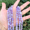 Natural Purple Lavender Jade Gemstone Oval Tumbled Pebble Beads, Irregular, 8mm to 12mm, Hole ID 1mm, 15 Inch/1 Strand, GZ12-19