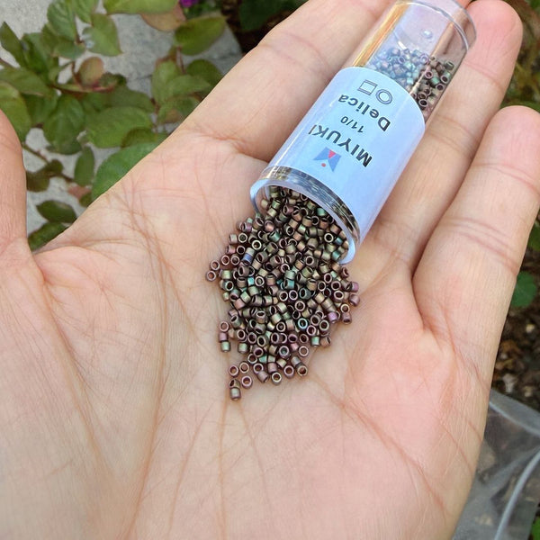 30g Miyuki Delica 11/0 Seed Beads, Opaque Matte Rainbow Bronze DB380