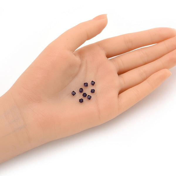 100pcs Preciosa Faceted Bicone Crystal Beads, Deep Tanzanite, 4mm, Hole ID 0.9mm, Pre-B434