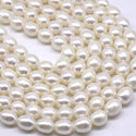 14 Inch Natural A+ Grade Lustrous Teardrop Oval Rice Pearl Beads, White Cultured Freshwater Pearls, 4-5mm, Hole ID 0.7mm, PB2-45