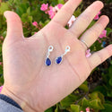 2pcs Clip On Dangle September Sapphire Blue Birthstone Charm Drops, Tarnish Resistant, Sterling Silver Plated Lobster Clasp, BL7-9