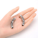 10pcs Large Hole Curved Filigree Grapevine Noodle Tubes, Antique Silver, 49mm (1.93 Inch), Hole ID 6.2mm, MC-L8