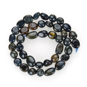 Natural Blue Tiger Eye Gemstone Oval Tumbled Pebble Beads, Irregular, 8mm to 11mm, Hole ID 1mm, 15 Inch/1 Strand, GZ12-28