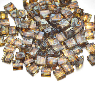 10g Miyuki Full Tila Square Seed Beads 5x5mm, Picasso Light Amber (TL-4501)