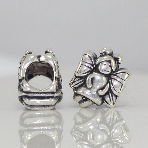1pc Solid 925 Sterling Silver Religion Winged Angel Bead Charm, Compatible with Pandora All Other Charm Bracelet, EC483