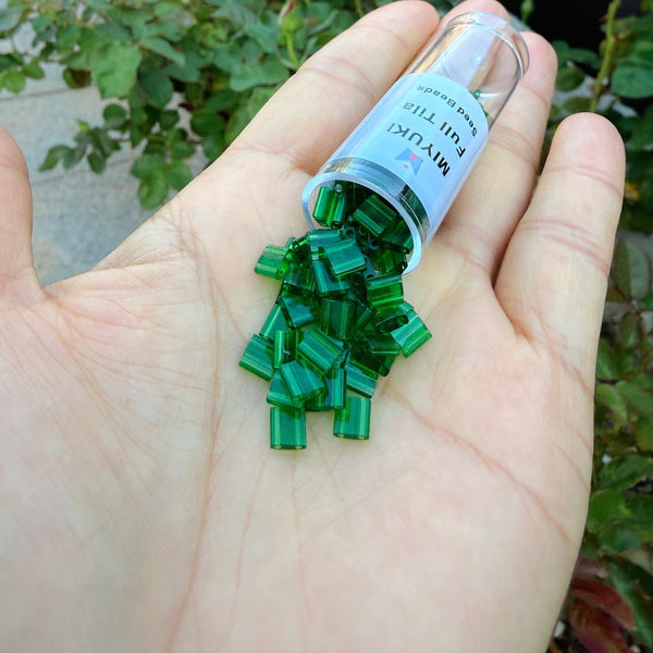 10g Miyuki Full Tila Square Seed Beads 5x5mm, Transparent Pistachio (TL-146)