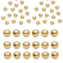 100pcs Tarnish Resistant Small Tiny Seamless Smooth Round Beads, 18K Yellow Gold Plated Brass, Size Selections: 3mm/4mm