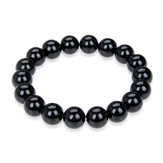 1 Strand Stretch Natural Black Agate Beaded Gemstone Bracelet, 10mm Bead, Length Selections: 7 inch/7.5 inch/8 inch/8.5 inch