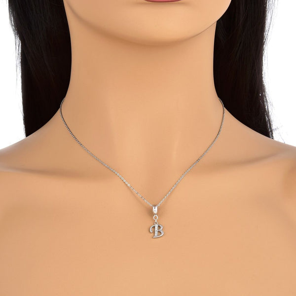 1pc 925 Sterling Silver Letter B, Alphabet Charm Pendant Drop, 18mm Long, Hole ID 4.5mm, EC3-A2