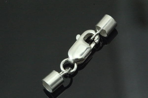 5pcs 925 Sterling Silver Tube Cord End Cap Clasps, Tarnish Resistant Rhodium Plated, Glue In Cord End, 23.5mm, Hole ID 3mm, SS148-3