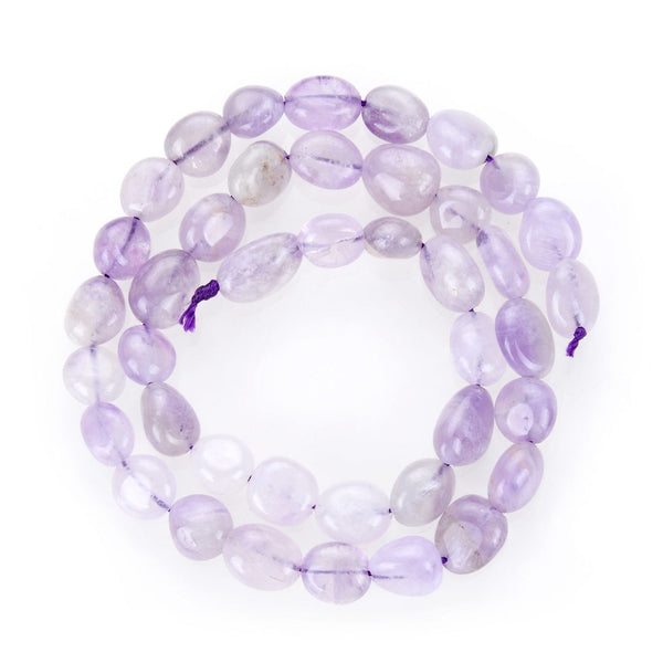 Natural Purple Lavender Jade Gemstone Oval Tumbled Pebble Beads, Irregular, 8mm to 12mm, Hole ID 1mm, 15 Inch/1 Strand, GZ12-19