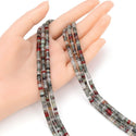 Natural African Bloodstone Jasper Gemstone Heishi Tube Rondelle Beads, 4x2mm/Small, Hole ID 0.9mm, 14.5 Inch/1 Strand, GH-C21