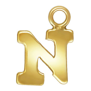 1pc Real 1/20 14K Gold Filled Letter N, Small Alphabet Charm Drop, 5.8x5.8mm, JK12-A14