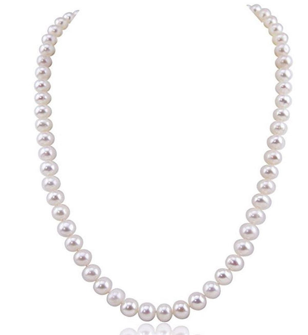 Natural Grade AA+ Potato Round White Cultured Freshwater Pearl Necklace, 7-8mm Pearl Strand, Length Selections: 16 inch/18 Inch