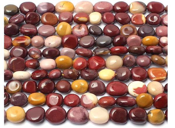 Natural Mookaite Jasper Gemstone Oval Tumbled Pebble Beads, Irregular, 5mm to 8mm, Hole ID 1mm, 15 Inch/1 Strand, GZ11-57