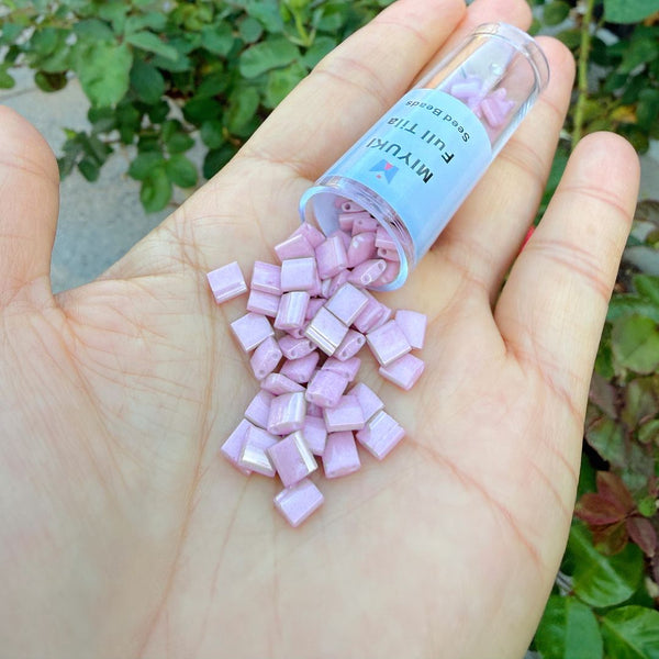 10g Miyuki Full Tila Square Seed Beads 5x5mm, Opaque Luster Rose (TL-599)