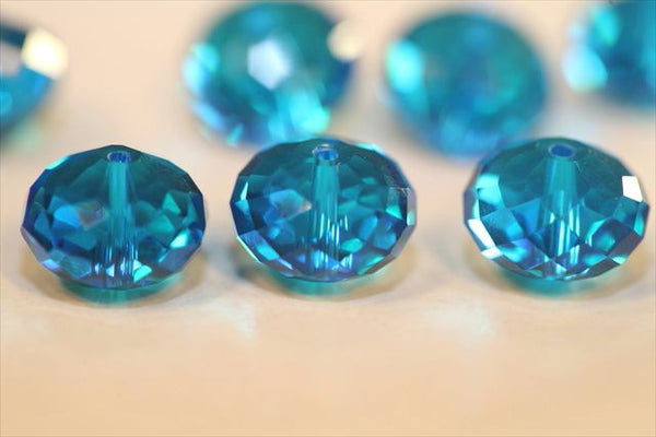 24pcs Adabele Austrian Faceted Rondelle Crystal Beads #5040, Capri Blue, Size Selections: 6x4mm, 8x6mm, 10x8mm