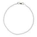 1pc 925 Sterling Silver Beaded Chain Bracelet, 1mm Tiny Beads, Length Selections: 6.5 inch/7 inch/7.5 inch/8 inch
