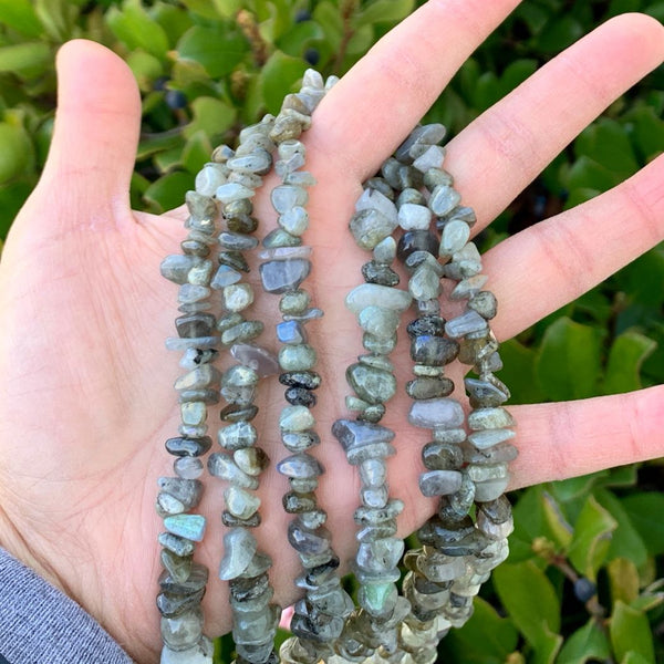 Natural Labradorite Gemstone Chip Beads, Free Form, 5mm-8mm, Hole ID 1mm, 1 Strand/31 Inch, GZ1-36