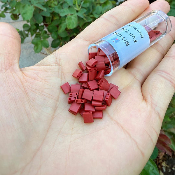 10g Miyuki Full Tila Square Seed Beads 5x5mm, Opaque Matte Red (TL-2040)