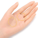 10pcs Hexagon Beading Hoop Links, Tarnish Resistant, 18K Yellow Gold Plated Brass, Size Selection: 20mm/26mm/30mm