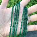 Natural Emerald Green Jade Gemstone Faceted Round Beads, 3mm/Small Tiny, Hole ID 0.8mm, 2 Strands/26 Inch Total, GH3R-10
