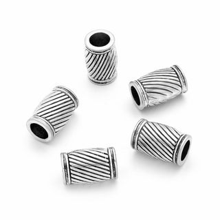 25pcs Large Hole Tube Beads, Antique Silver, 17mm, Hole ID 6.7mm, MC-T4