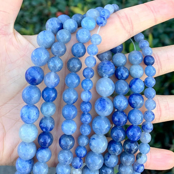 Natural Blue Aventurine Gemstone Round Beads, 1 Strand/15 Inch, Size Selections: 4mm/6mm/8mm/10mm