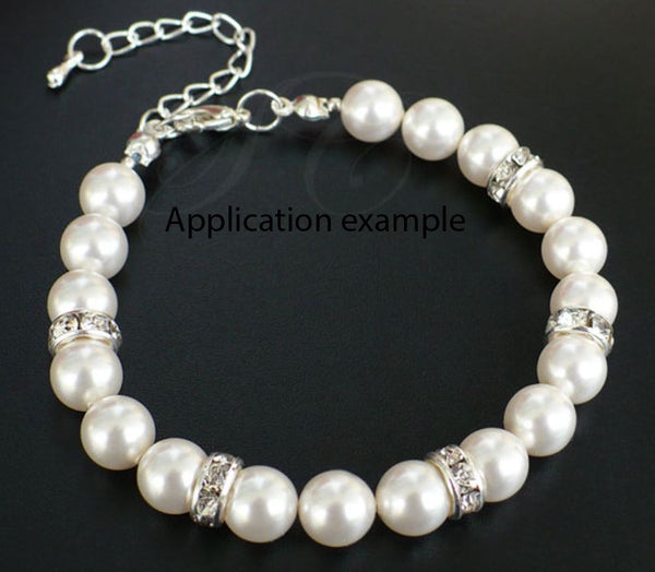 100pcs Grade A Rhinestone Rondelle Beads, Clear Rhinestone, Sterling Silver Plated Brass, Size Selections: 4mm/5mm/6mm/8mm/10mm/12mm