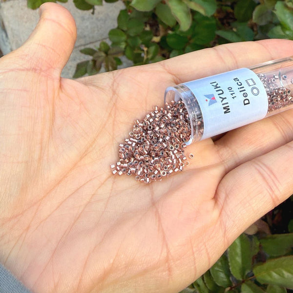 30g Miyuki Delica 11/0 Seed Beads, Copper-Lined Crystal Clear DB37