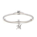 1pc 925 Sterling Silver Letter M, Alphabet Charm Pendant Drop, 18mm Long, Hole ID 4.5mm, EC3-A13