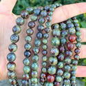 Natural Dragon Blood Jasper Gemstone Round Beads, 1 Strand/15 Inch, Size Selections: 4mm/6mm/8mm/10mm
