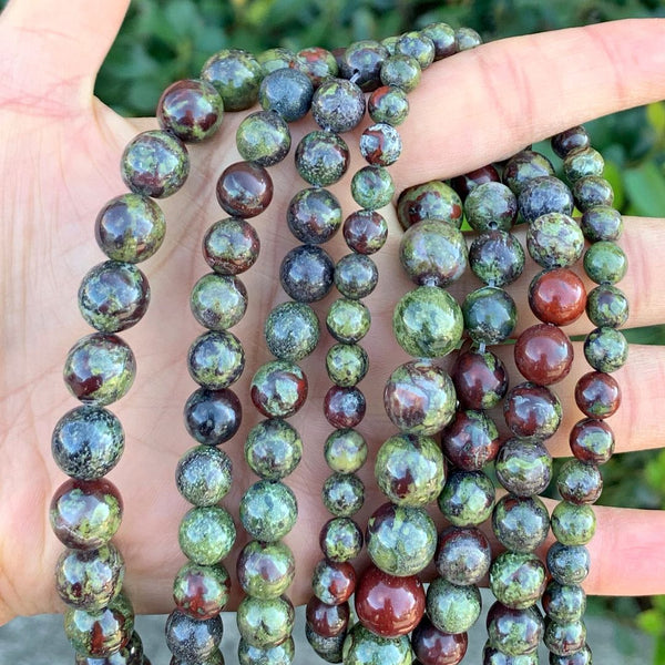 Natural Dragon Blood Jasper Gemstone Round Beads, 1 Strand/15 Inch, Size Selections: 4mm/6mm/8mm/10mm