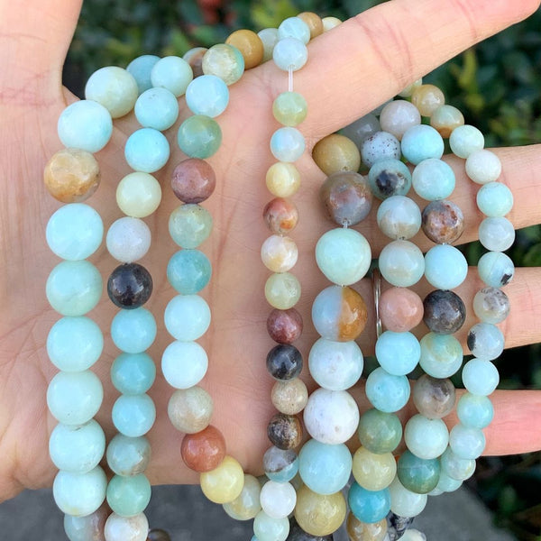 Amazonite Gemstone Beads Strand | Multi-Color Natural Stone | Adabele