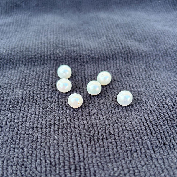 4pcs Natural AAA Grade High Luster Half Drilled Round Pearls Beads, White Cultured Freshwater Pearls, 7-8mm, Hole ID 0.9mm, PH3-78