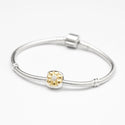 Solid 925 Sterling Silver Golden Flower Cubic Zirconia Bead Charm