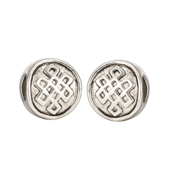 20pcs Dara Celtic Knot Symbol of Strength Large Hole Beads, Hole ID 4.5mm, Antique Silver, Zinc Alloy Metal, MEC-D7