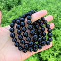 1 Strand Stretch Natural Black Agate Beaded Gemstone Bracelet, 10mm Bead, Length Selections: 7 inch/7.5 inch/8 inch/8.5 inch