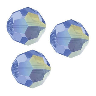 25pcs Adabele Austrian Faceted Round Crystal Beads #5000, Light Sapphire Blue AB, Size Selections: 6mm/8mm