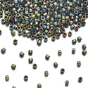 7.5g Miyuki Delica 11/0 Seed Beads, Opaque Metallic Iris Green DB24
