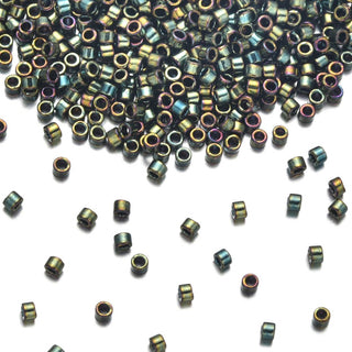 7.5g Miyuki Delica 11/0 Seed Beads, Opaque Metallic Iris Green DB24