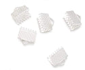 100pcs Ribbon Crimp Cord Ends, Pinch Clamp Cord Fastener, Silver Plated, Size Selections: 8mm/10mm/13mm
